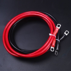 Кабель 8AWG  8.3мм² пара з клемами М8 дріт, мідь, луджений, силіконовий, багатожильний чорний і червоний