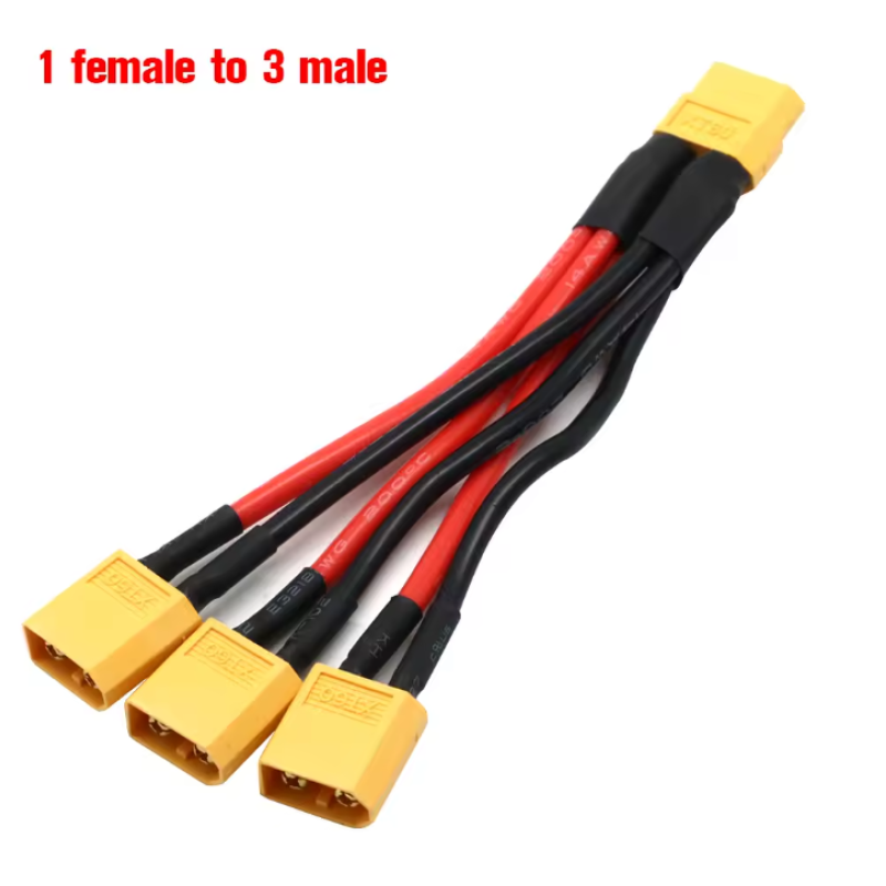 XT60 кабель 1 female to 3 male  силіконовий 10см удлинитель 14AWG, переходник
