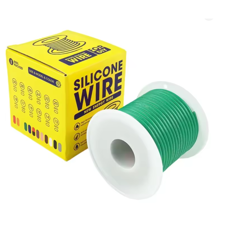 Кабель 22AWG 30m дріт 0.3 мм², мідь , луджений у силіконовій ізоляції, 1м, багатожильний зелений