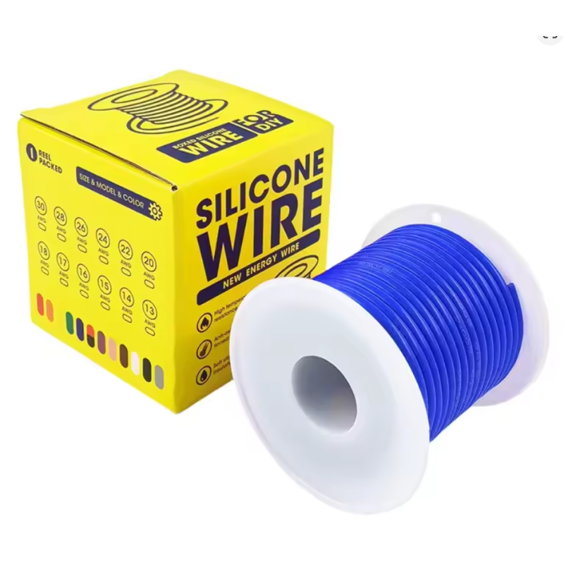 Кабель 28AWG 50m силіконовий дріт 0.08 мм², мідь луджений ізоляція силіконовий , багатожильний, синій