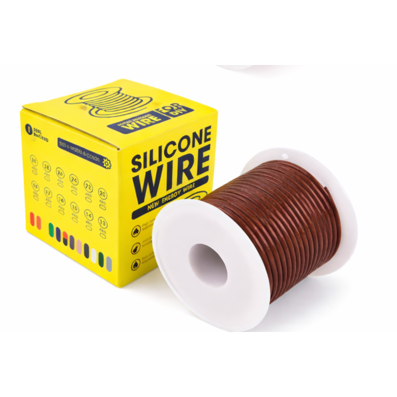 Кабель 28AWG 50m силиконовый 0.08 мм², медь луженый изоляция  силиконовый , многожильный, коричневий